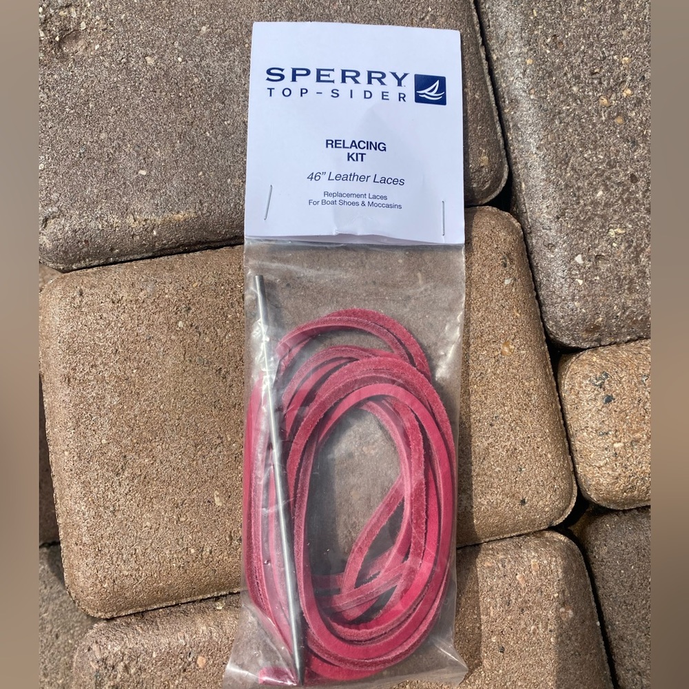 NWT Sperry Top-spider pair 46" bright pink leather replacement laces kit/needle